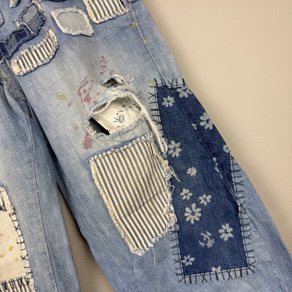 Free People Azalea Patchwork Paint Splatter Distressed Jeans - Picture 5 of 8